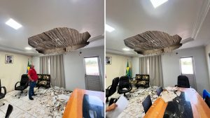 Forro do gabinete de prefeito desaba em João Lisboa