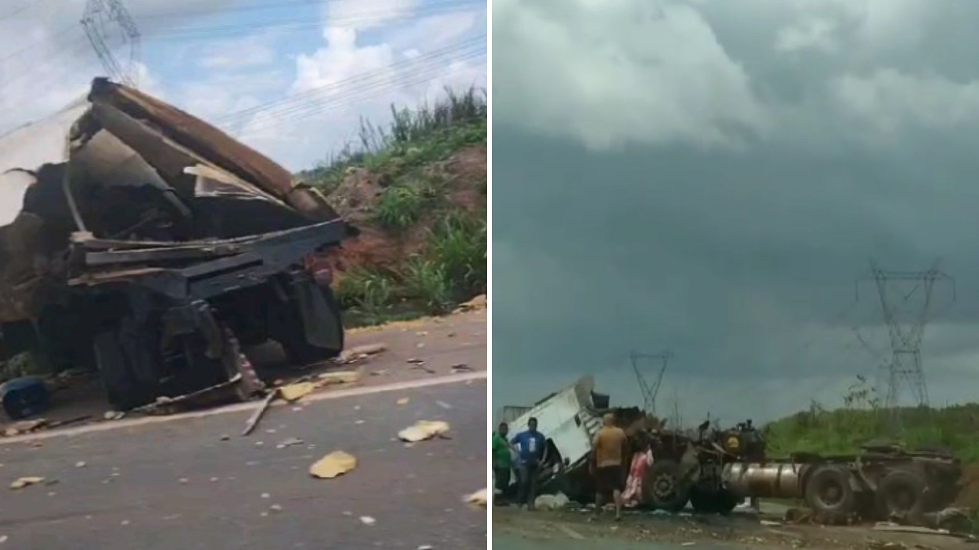 VÍDEO: Colisão entre caminhões deixa duas pessoas feridas na BR-135