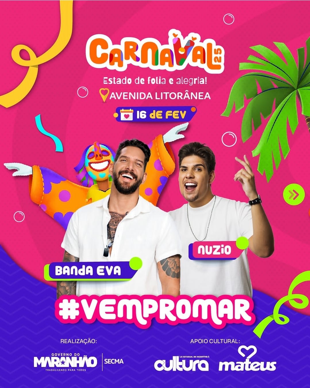 Banda Eva e artistas locais fazem o Pré-Carnaval deste final de semana