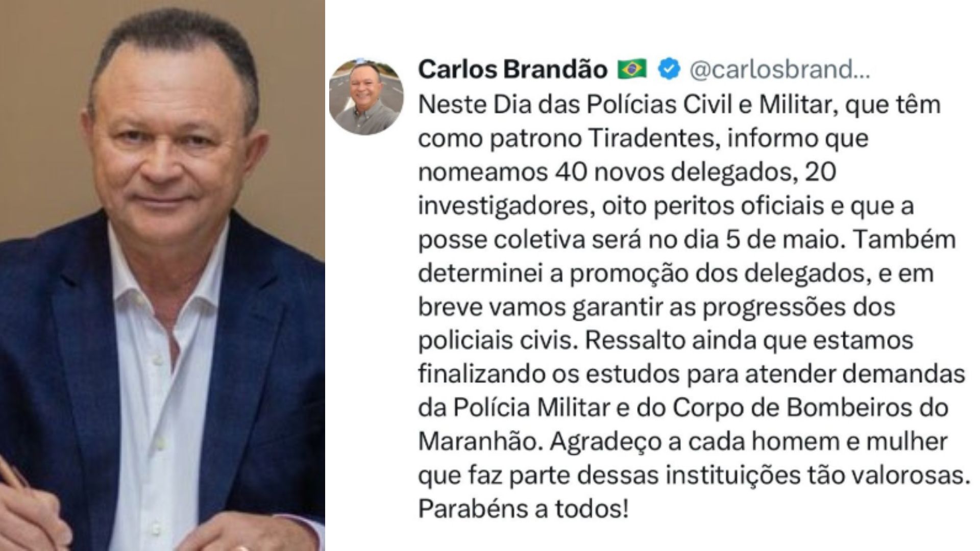 Brandão anuncia nomeação de 68 novos policiais civis