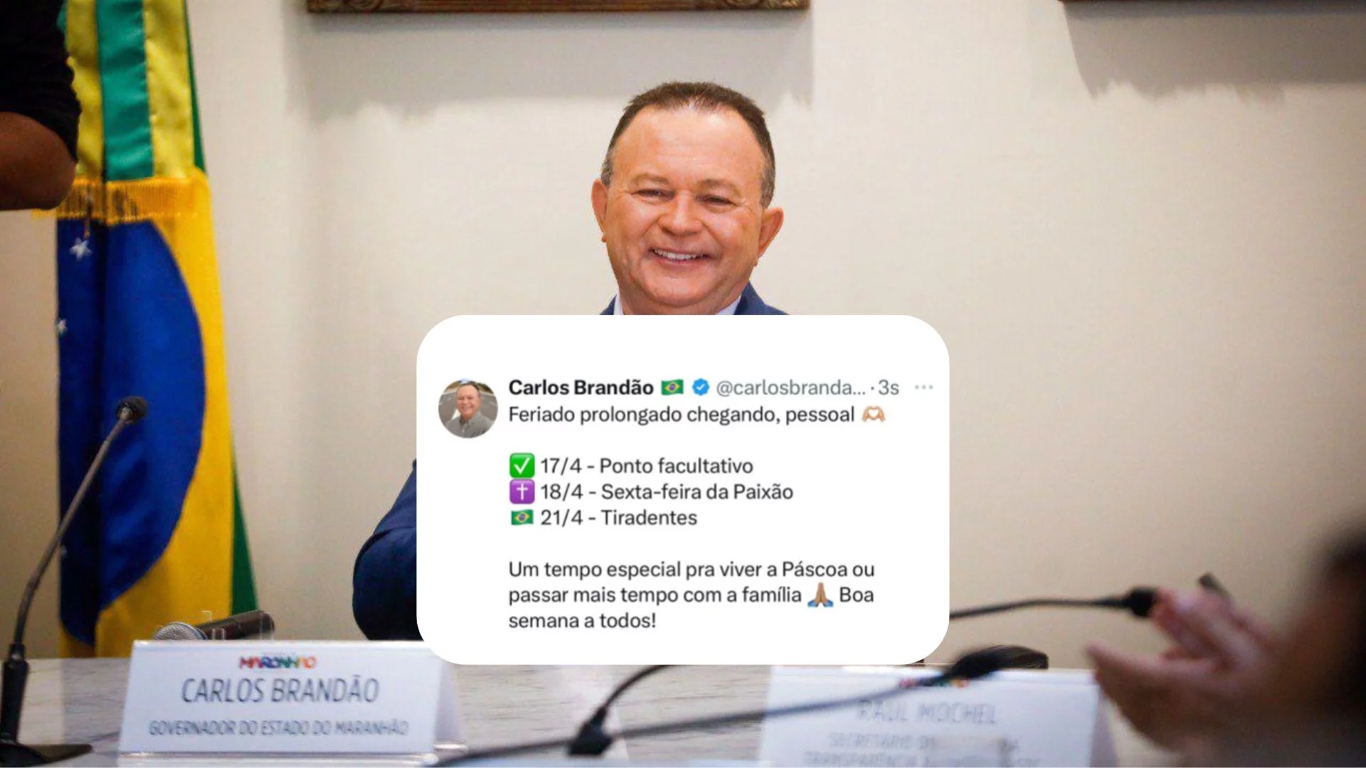 Brandão anuncia ponto facultativo para servidores na próxima quinta (17)