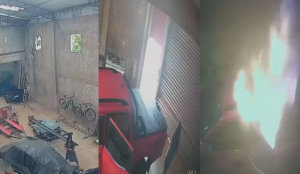VÍDEO: Imagens mostram mulher incendiando empresa e carro do ex-companheiro