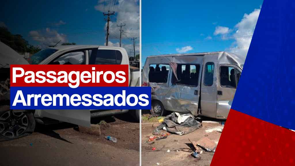 Passageiros são arremessados para fora de veículo após colisão