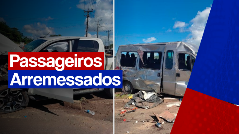 Passageiros são arremessados para fora de veículo após colisão