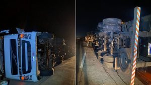 Carreta tomba sobre ponte e interdita acesso à São Luís