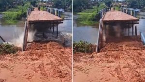 VÍDEO: Cabeceira de ponte desaba na zona rural de Santa Inês