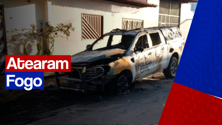 Criminosos ateiam fogo em viatura da Polícia Civil