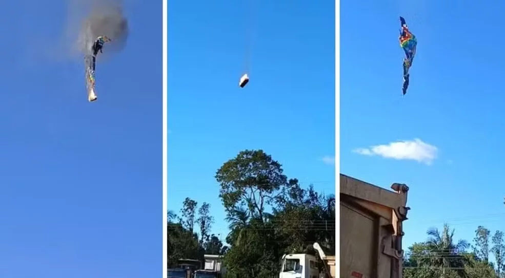 VÍDEO: Balão pega fogo no ar, cai e deixa mortos em Santa Catarina