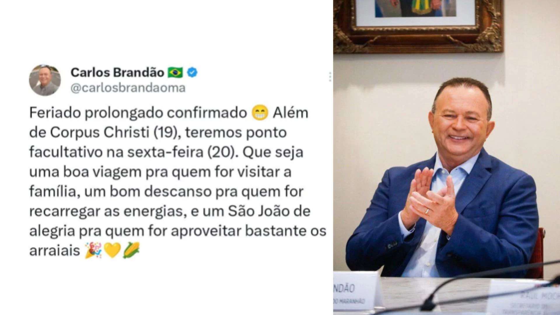 Servidores do Maranhão terão feriado prolongado na próxima semana