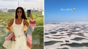 VÍDEO: Influenciadora Silvia Braz desembarca nos Lençóis Maranhenses para campanha