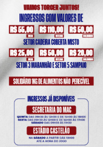 Mac inicia venda de ingresso para clássico do final de semana