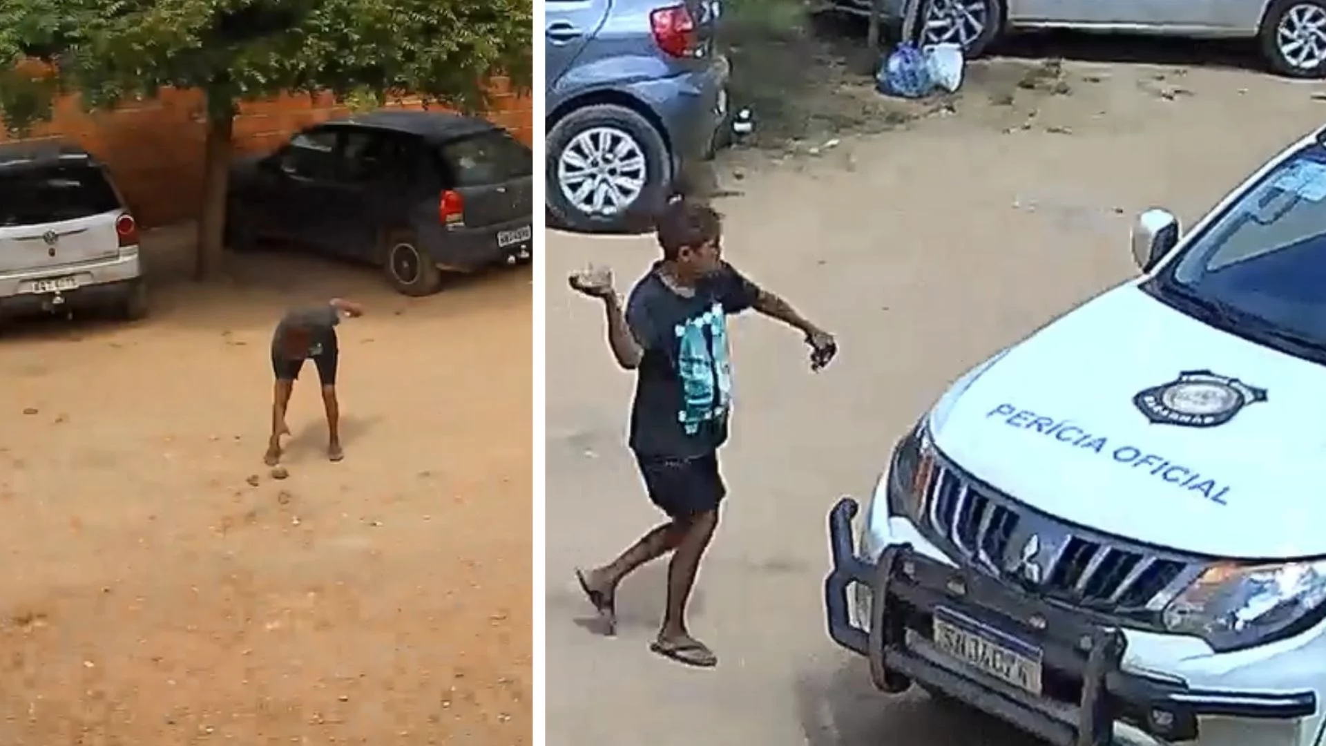 VÍDEO: Mulher é presa após arremessar pedra contra viatura