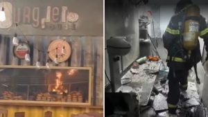 VÍDEO: Hamburgueria pega fogo após vazamento de gás