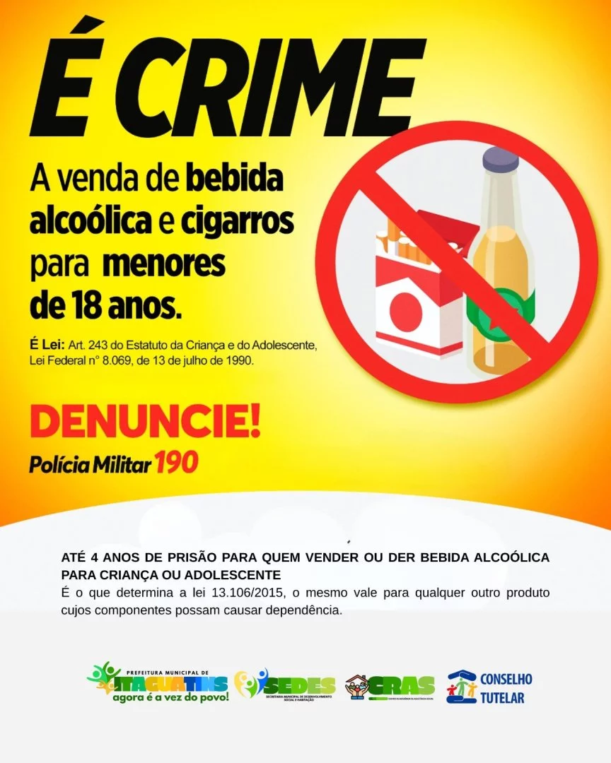 Conselho Tutelar de Itaguatins alerta proibição de venda de bebida alcoólica a menores