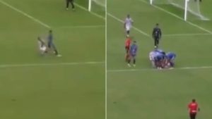 VÍDEO: Jogador do MAC é atingido por linha de pipa em jogo no Castelão
