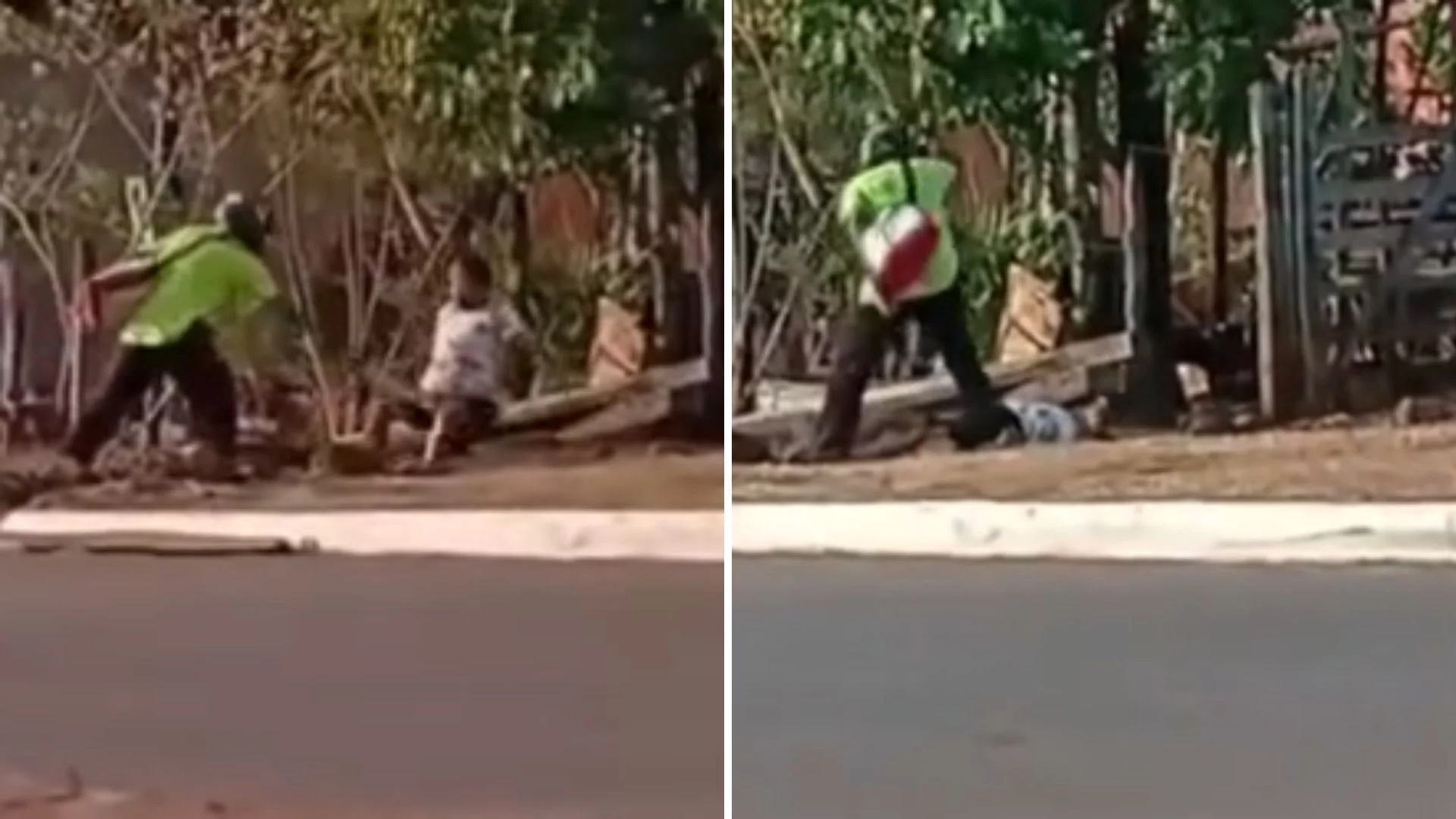 VÍDEO: Mulher é agredida a pauladas pelo companheiro