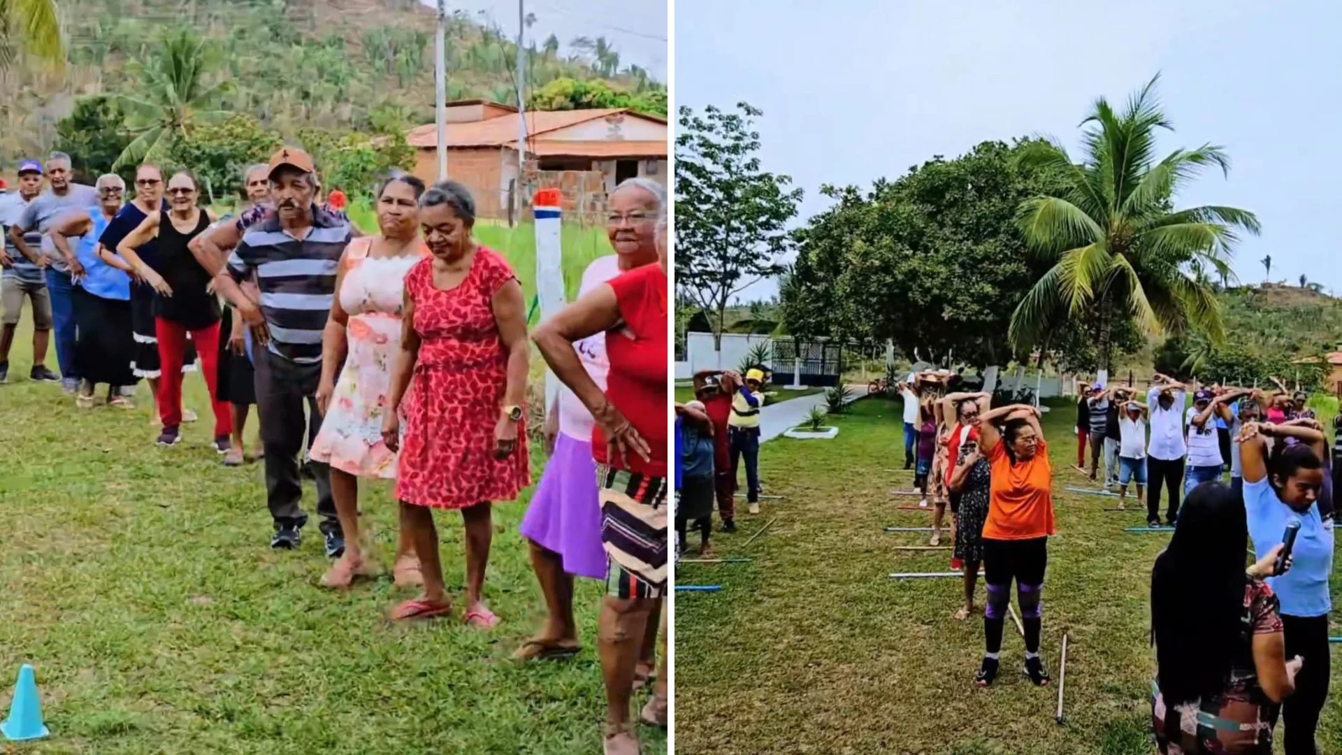 Idosos participam de atividade física durante encontro em Buritirana