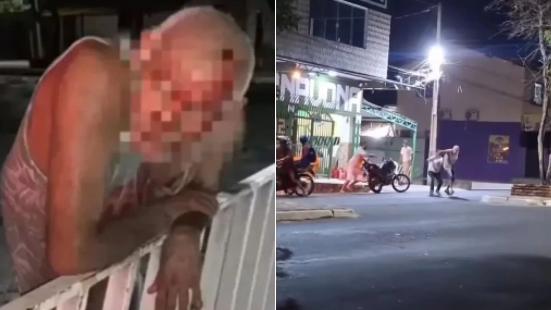 VÍDEO: Idoso é atacado e espancado em frente à pizzaria