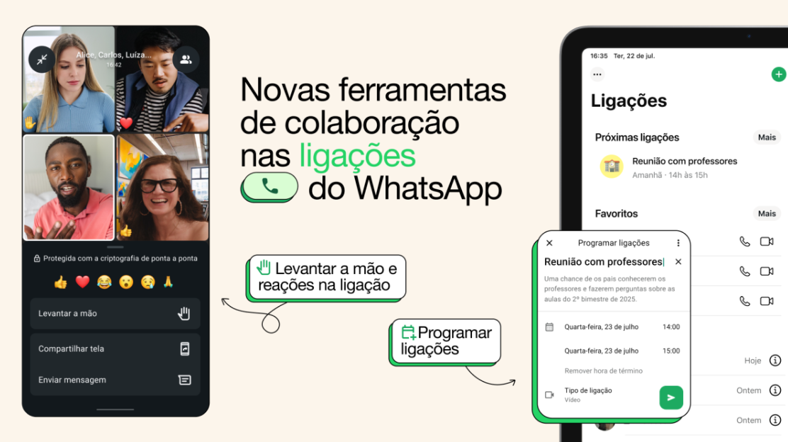 WhatsApp lança recursos para agendar e reagir durante chamadas