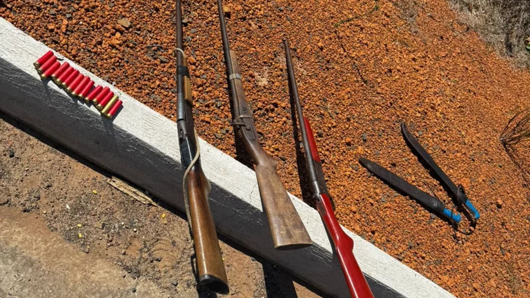 PRF apreende espingardas, munições e facões na BR-226