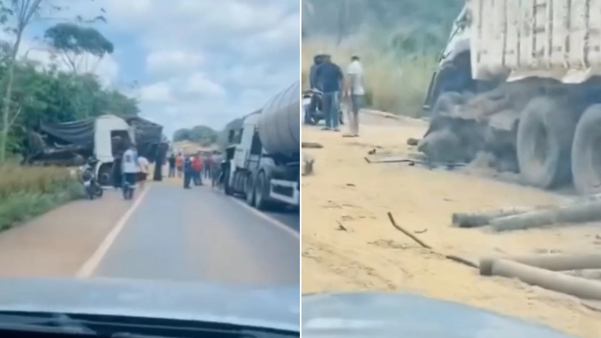 Colisão entre veículos de carga interdita trecho da BR-010