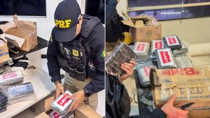 VÍDEO: PRF apreende 22 kg de cocaína em caminhão de sucata