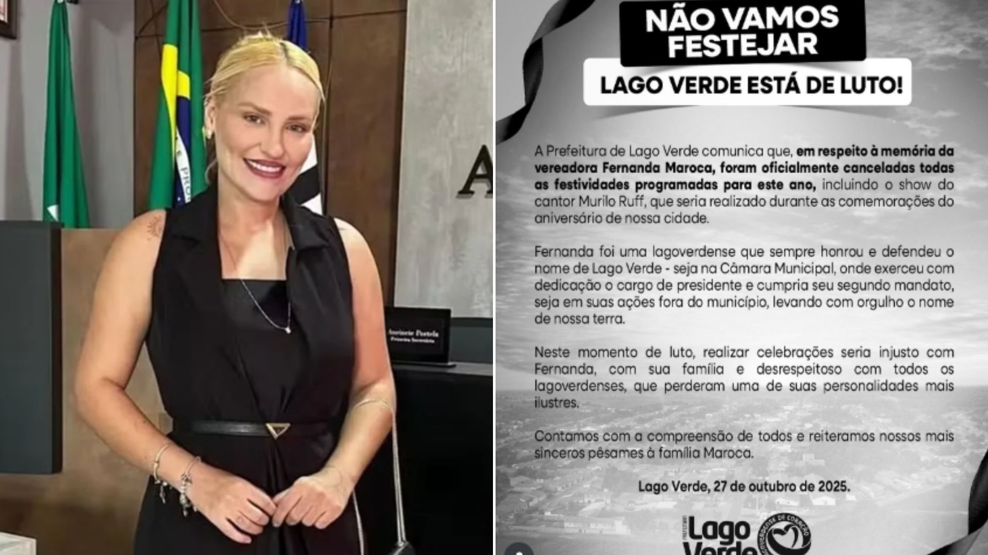 Prefeitura cancela todas as festividades do ano após morte de vereadora