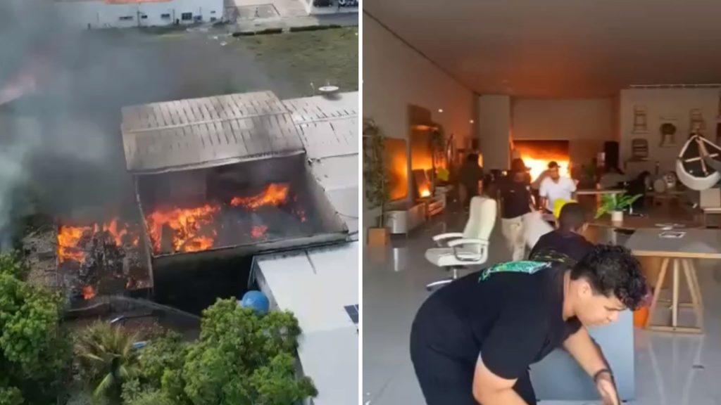 VÍDEO: Fogo destrói loja e cinema no centro de Santa Inês