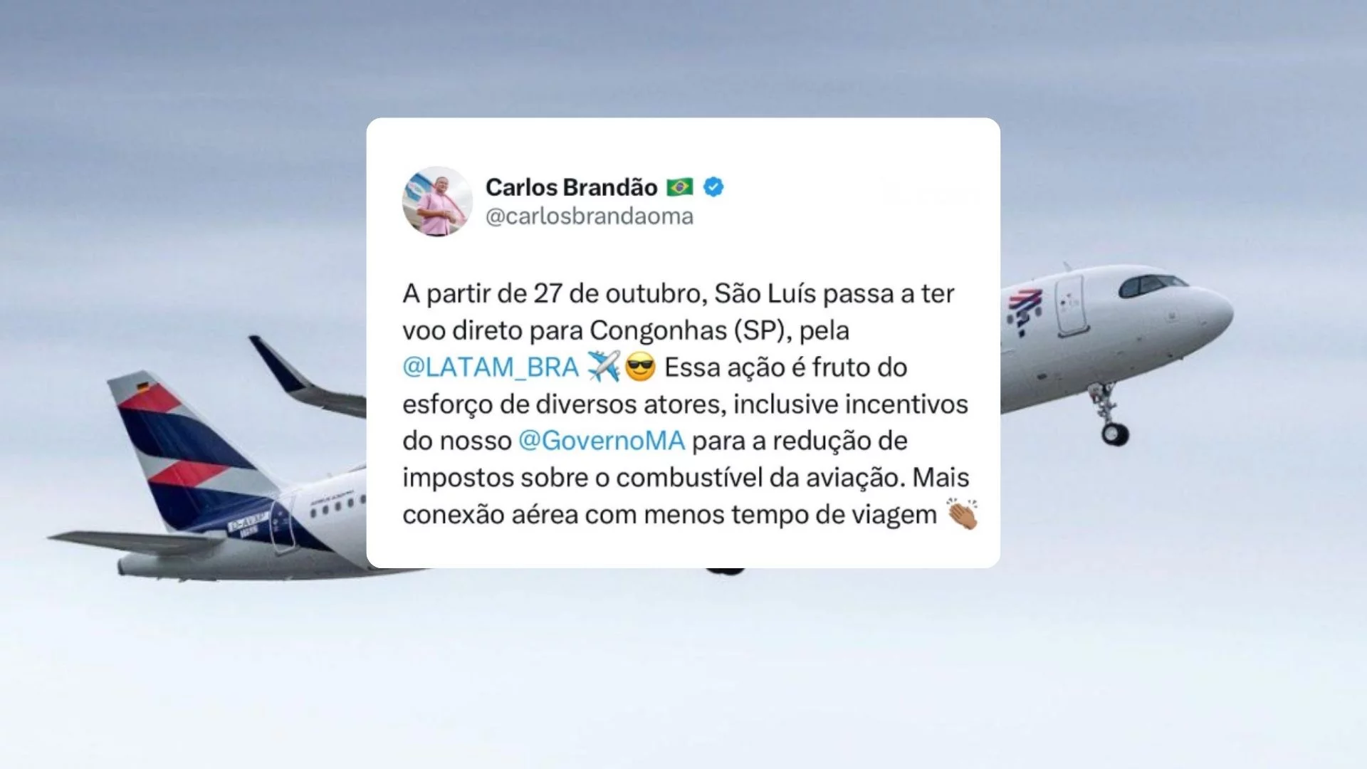 Aeroporto de São Luís ganha voo direto para Congonhas