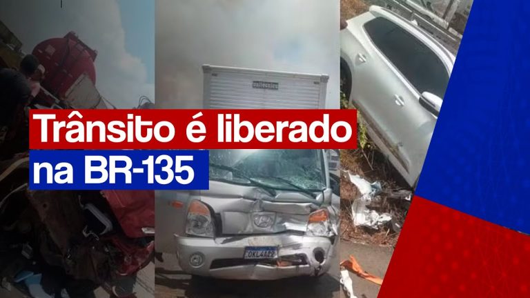 Trânsito é liberado na BR-135, após engavetamento com 14 veículos no Maranhão