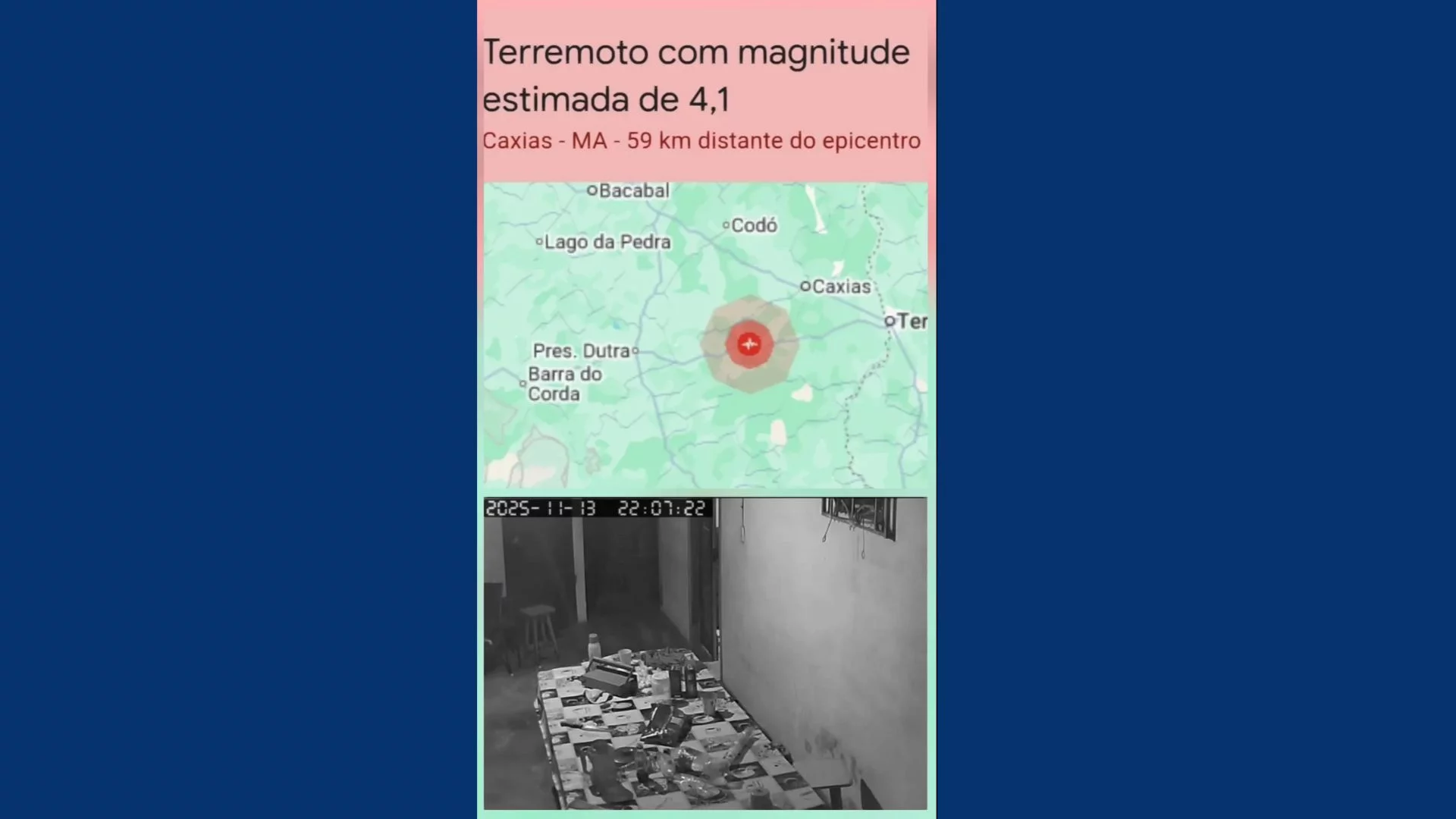 VÍDEO: Tremor de terra de 4,1 é registrado no interior do MA