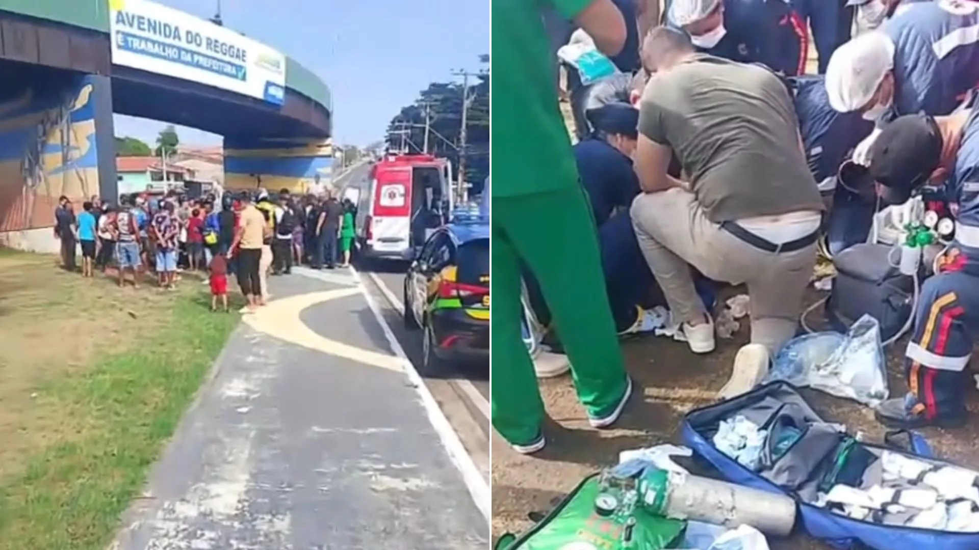 VÍDEO: Motociclista perde controle e cai de viaduto de 10 metros