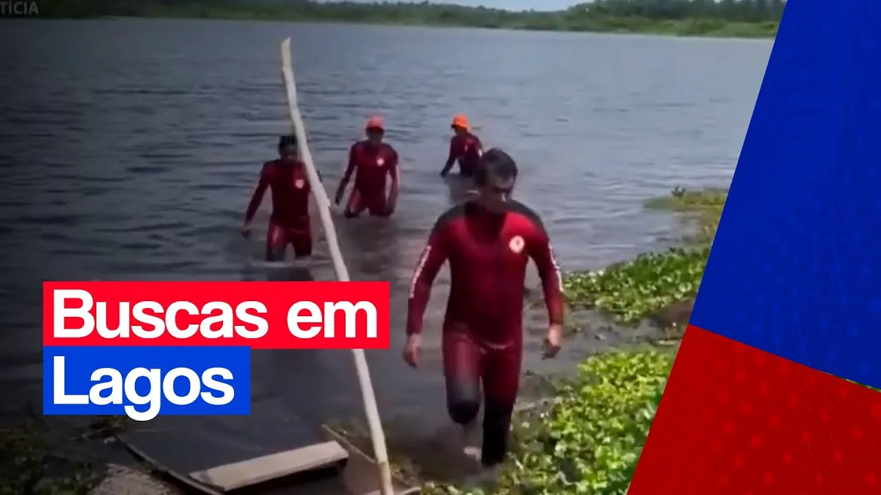 Mergulhadores do corpo de bombeiros intensificam buscas em lagos por crianças desaparecidas