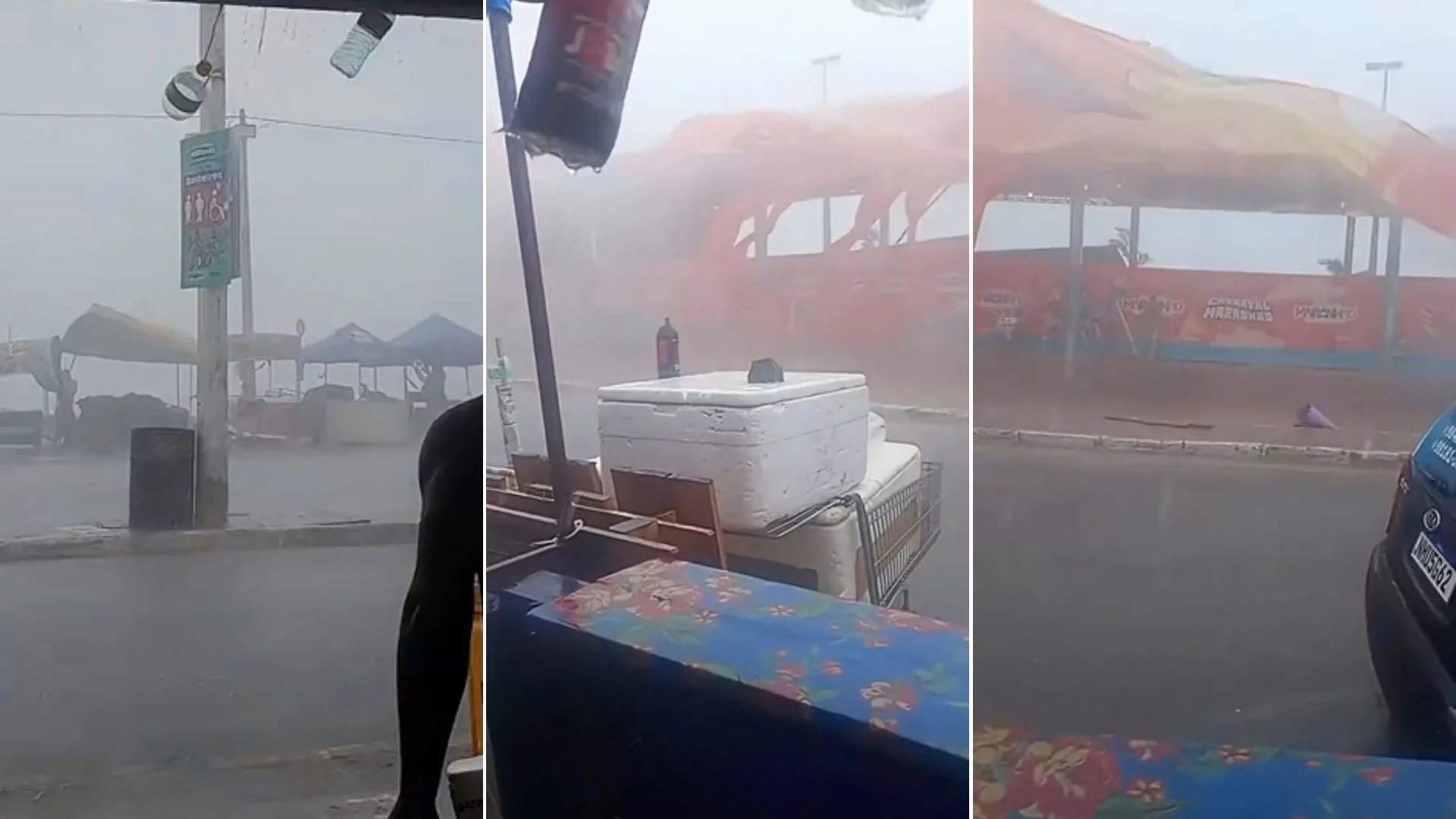 VÍDEO: Chuva forte causa estragos e suspende camarotes do pré-carnaval na Litorânea