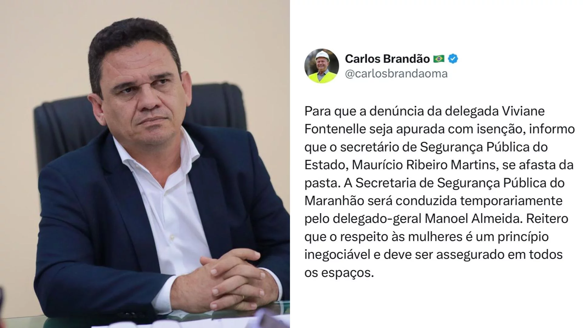 Brandão anuncia afastamento do secretário de Segurança do MA