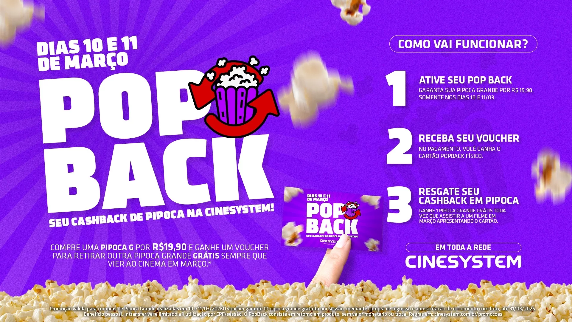 Cinesystem cria ação com pipoca infinita no Dia da Pipoca