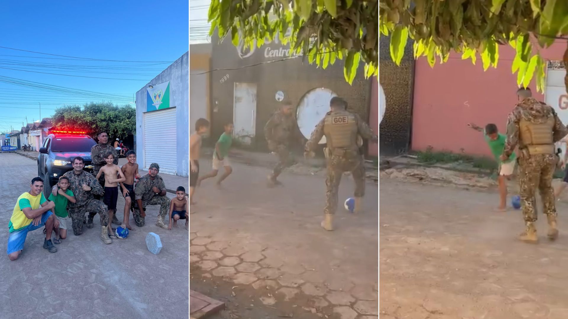 VÍDEO: Policiais entram em partida de futebol com crianças e vídeo viraliza