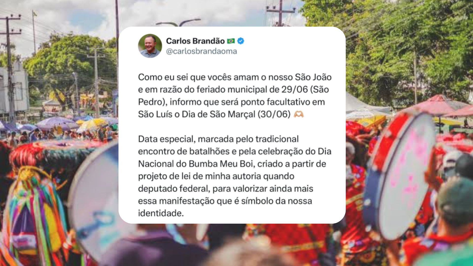 Governador Brandão decreta ponto facultativo em São Luís no Dia de São Marçal