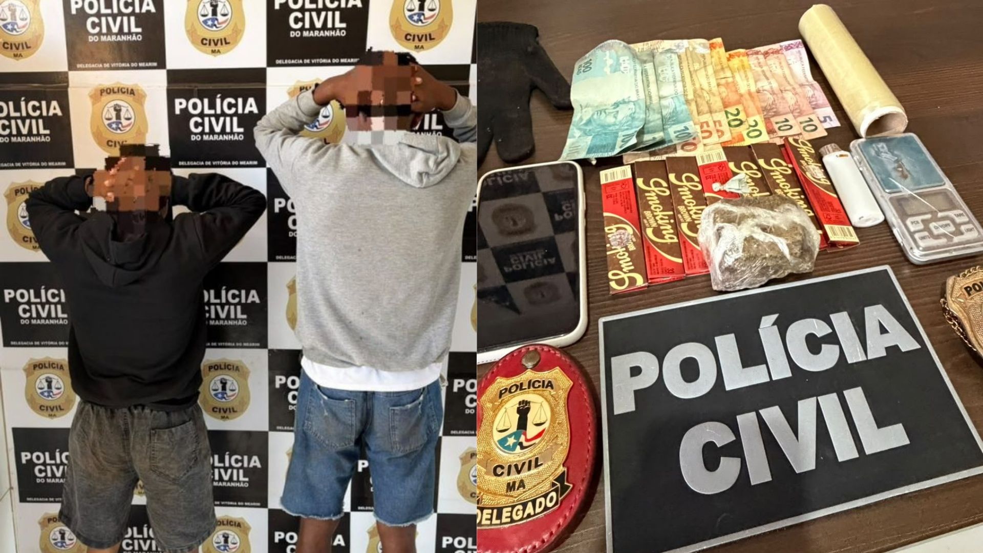 Dois homens são presos por suspeita de tráfico em Vitória do Mearim