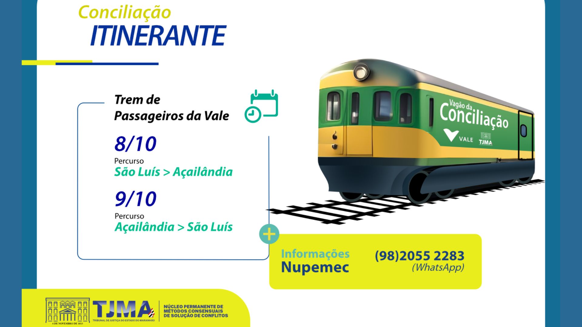 TJMA leva serviço de conciliação gratuita a passageiros de trem no Maranhão