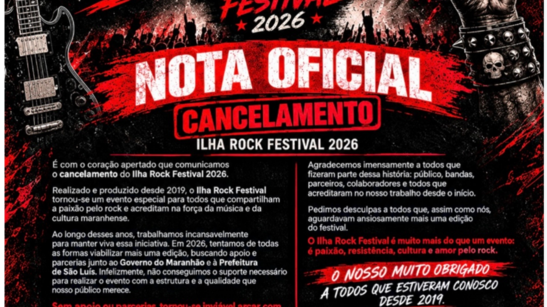 Ilha Rock Festival 2026 é cancelado por falta de apoio financeiro